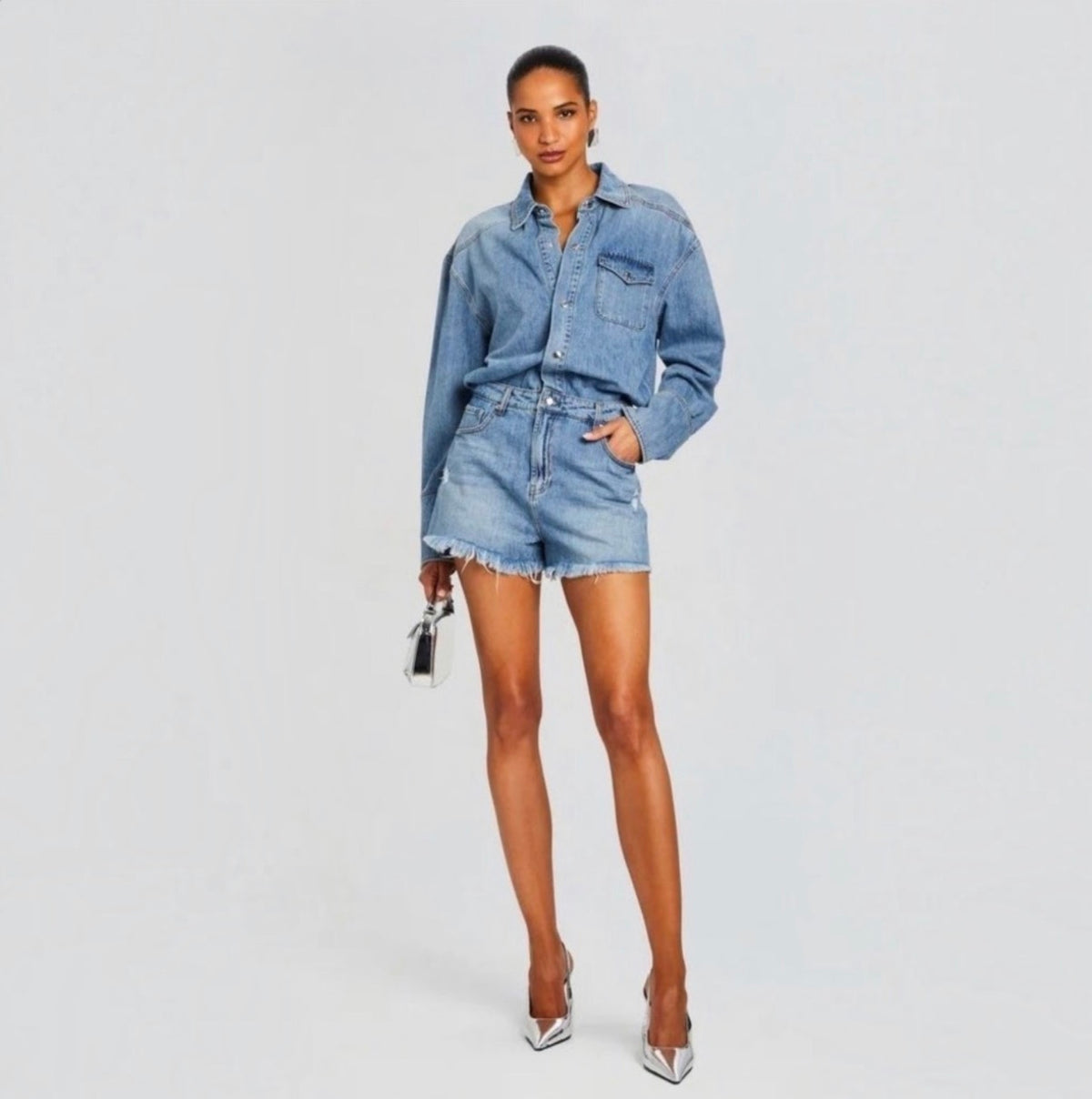 Retrofete ANNIE DENIM ROMPER in Oasis Sz Small