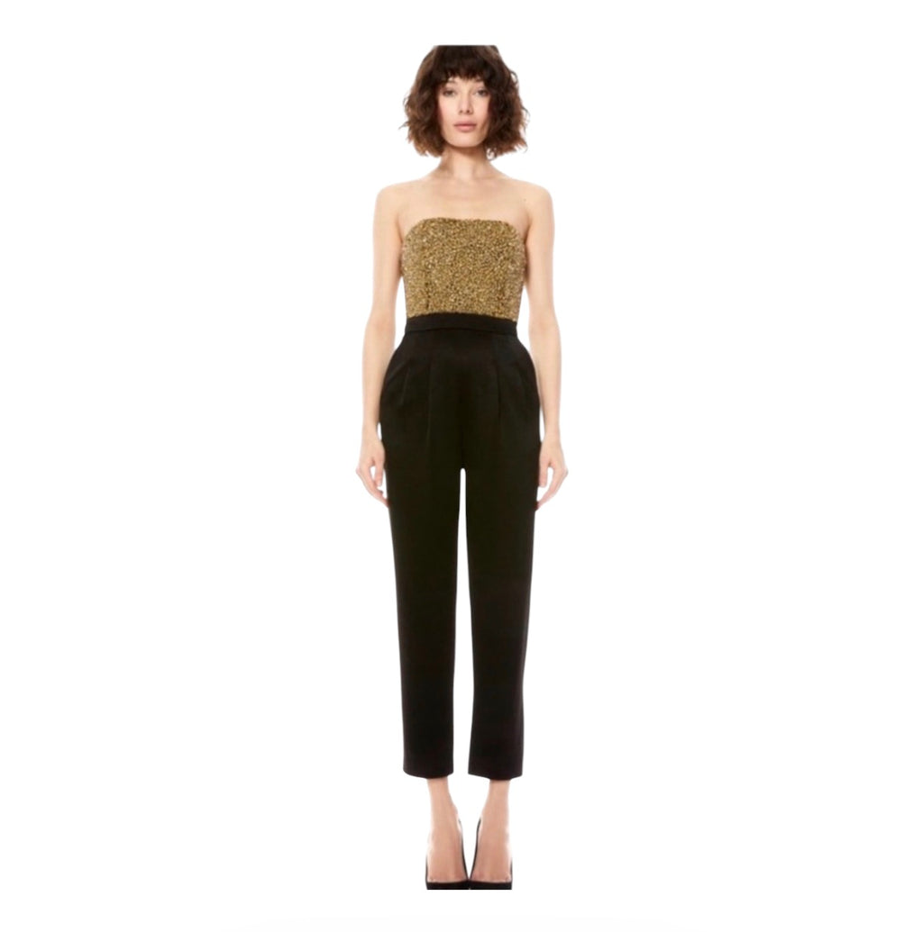 ALICE + OLIVIA Jeri
Embellished Jumpsuit Gold and Black size 8