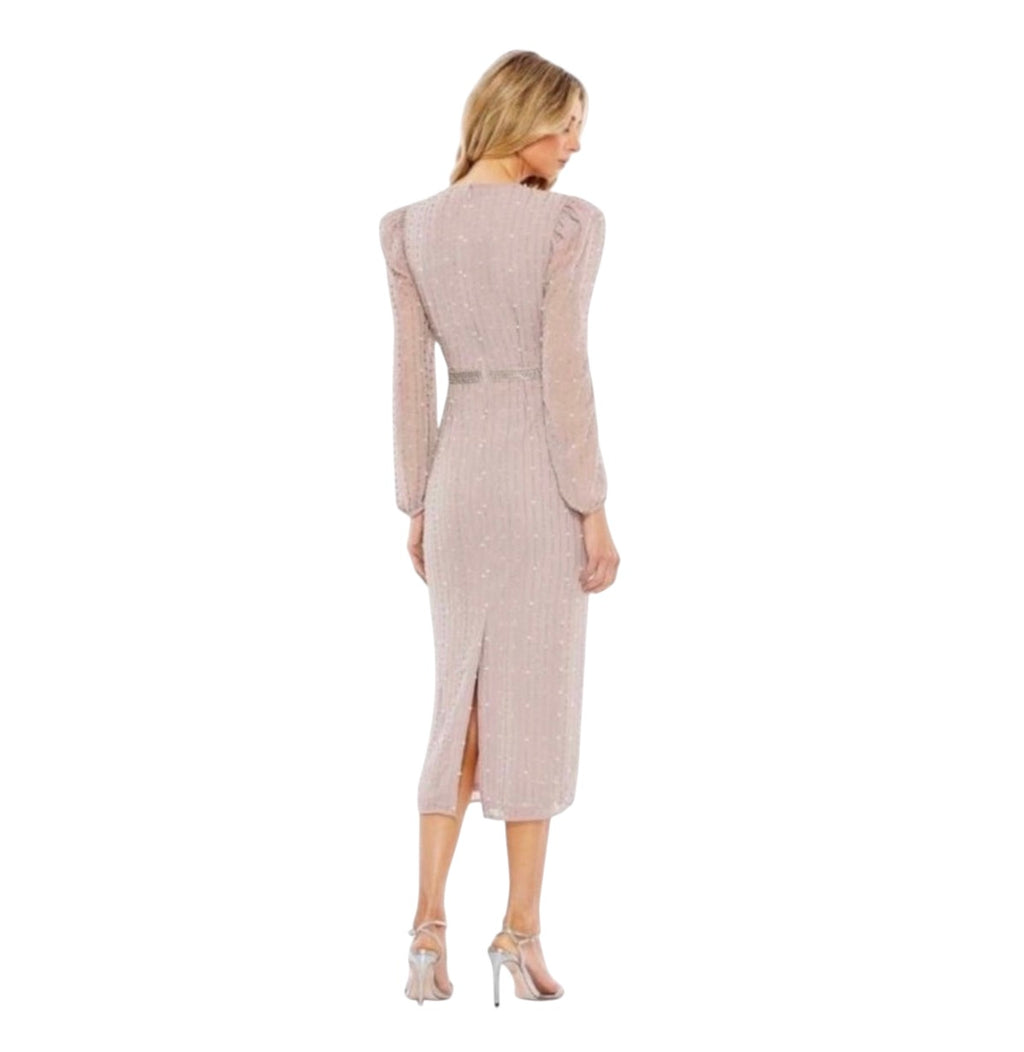 MAC DUGGAL 93622 Lilac Beaded Long Sleeve Embellished
Dress Sz 8