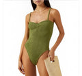 HUNZA G Venus Metallic Moss One-Piece Swimsuit One Size