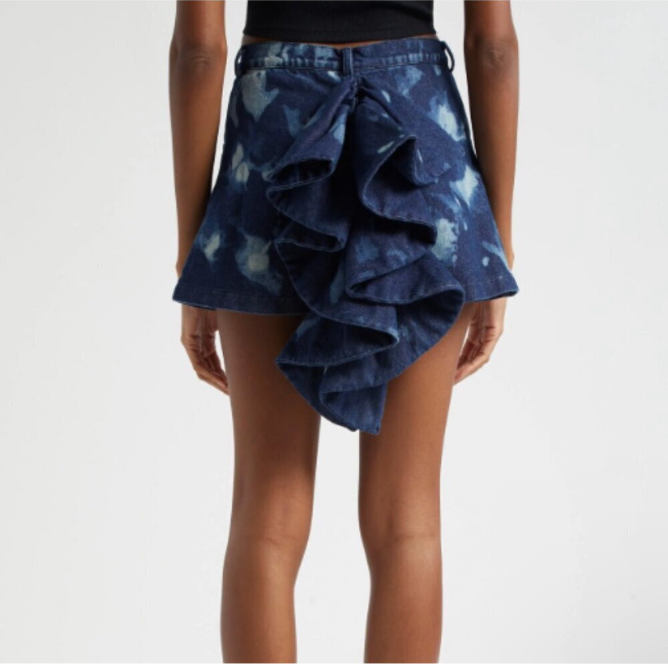 Oríré The Bubi Denim Ruffle Mini Skirt Sz 6 $225