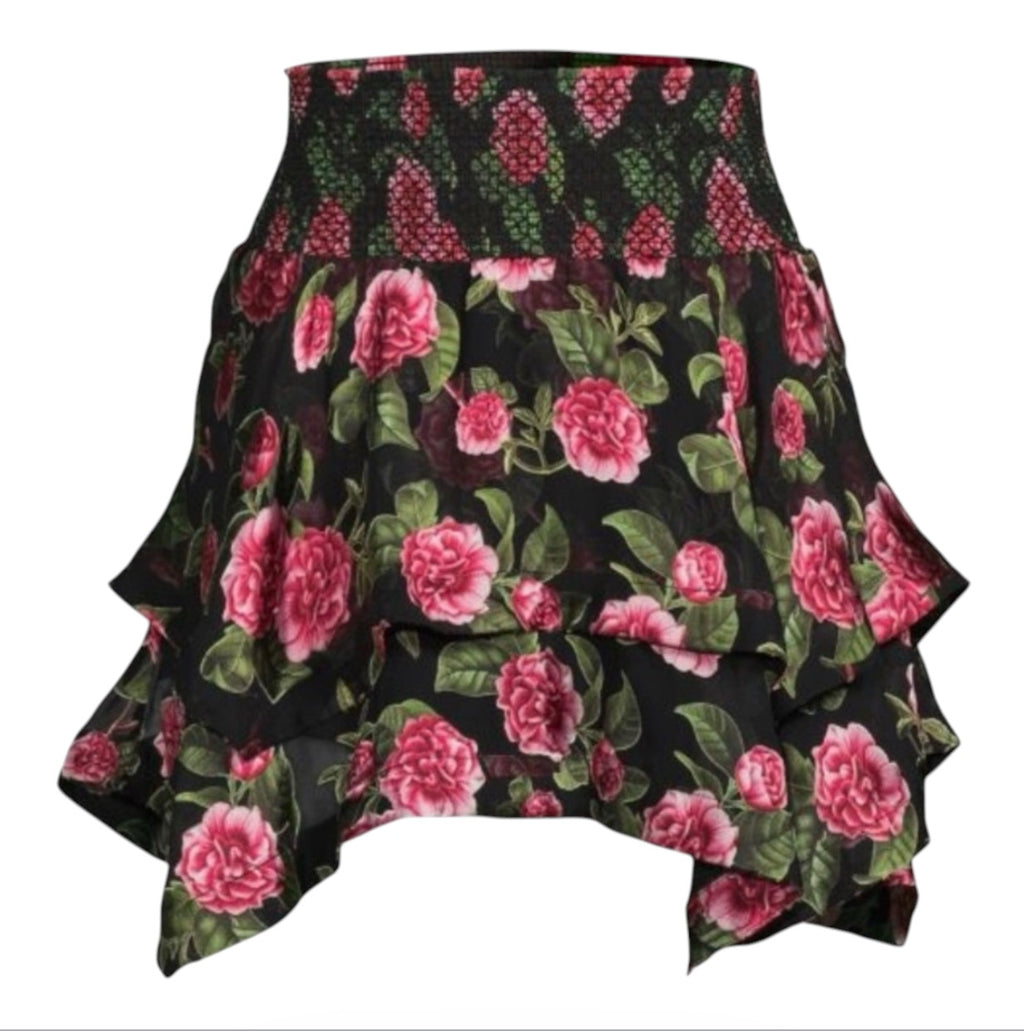 ALICE + OLIVIA
Zarya Asymmetrical Smocked Mini Skirt Cheri Floral Sz 2