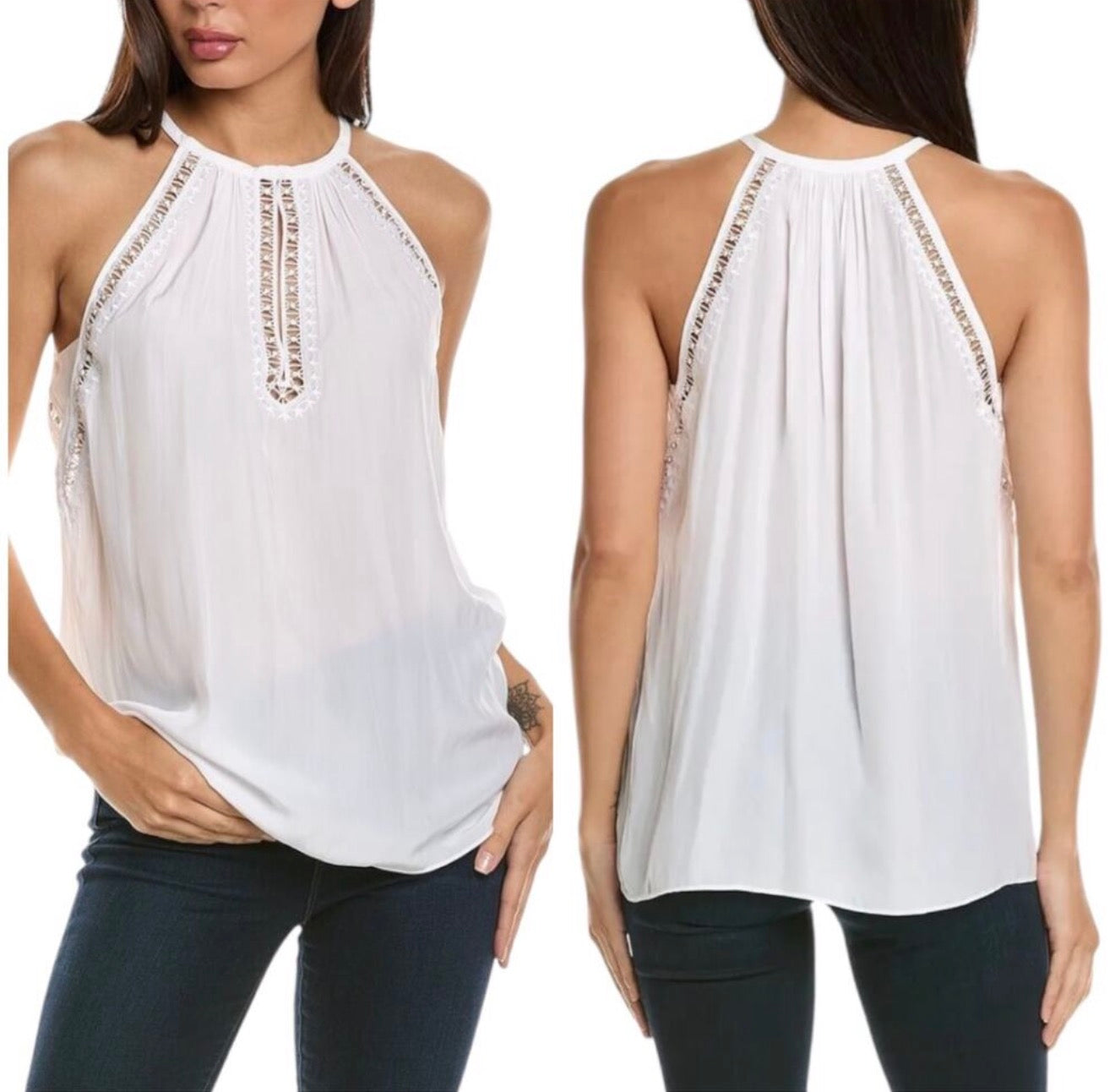 Ramy Brook Cerise Embellished Top in Ivory Sz Medium $325