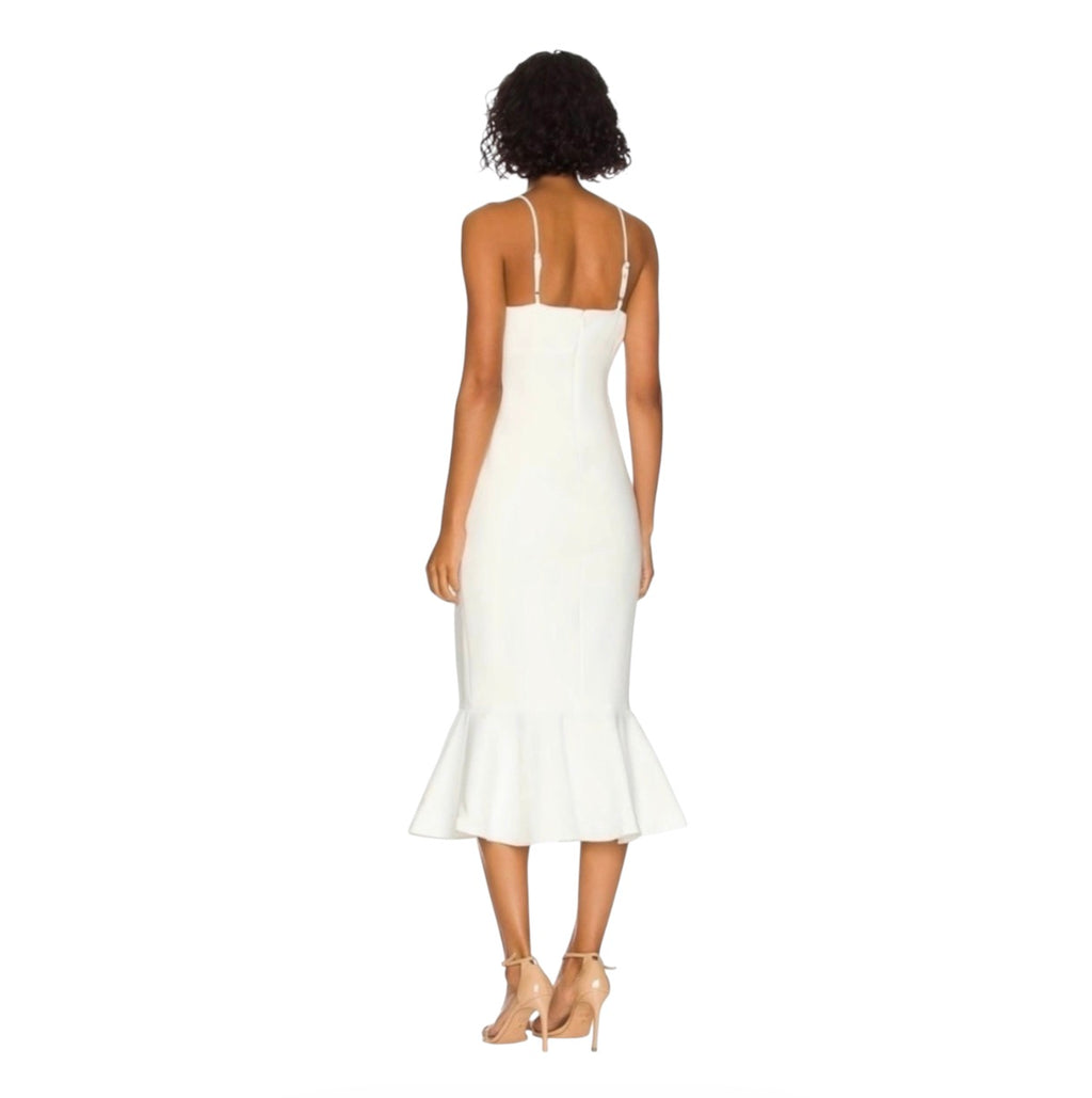 Likely Hirsch Midi Flute Dress in White Size 2