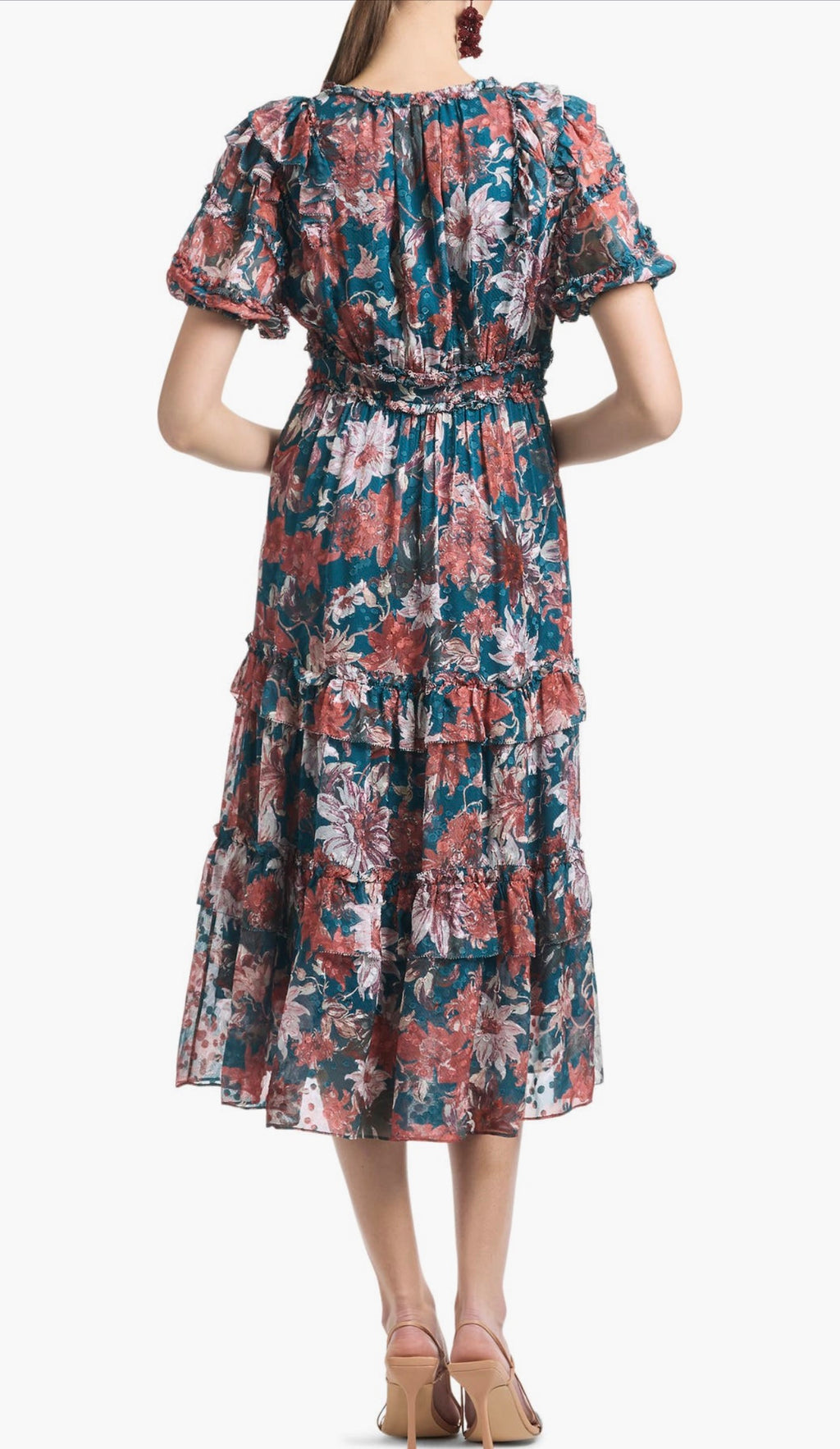 Sachin & Babi
Veronica Floral Tiered Dress in TEAL/GUAVA LILY Sz 0 $325
