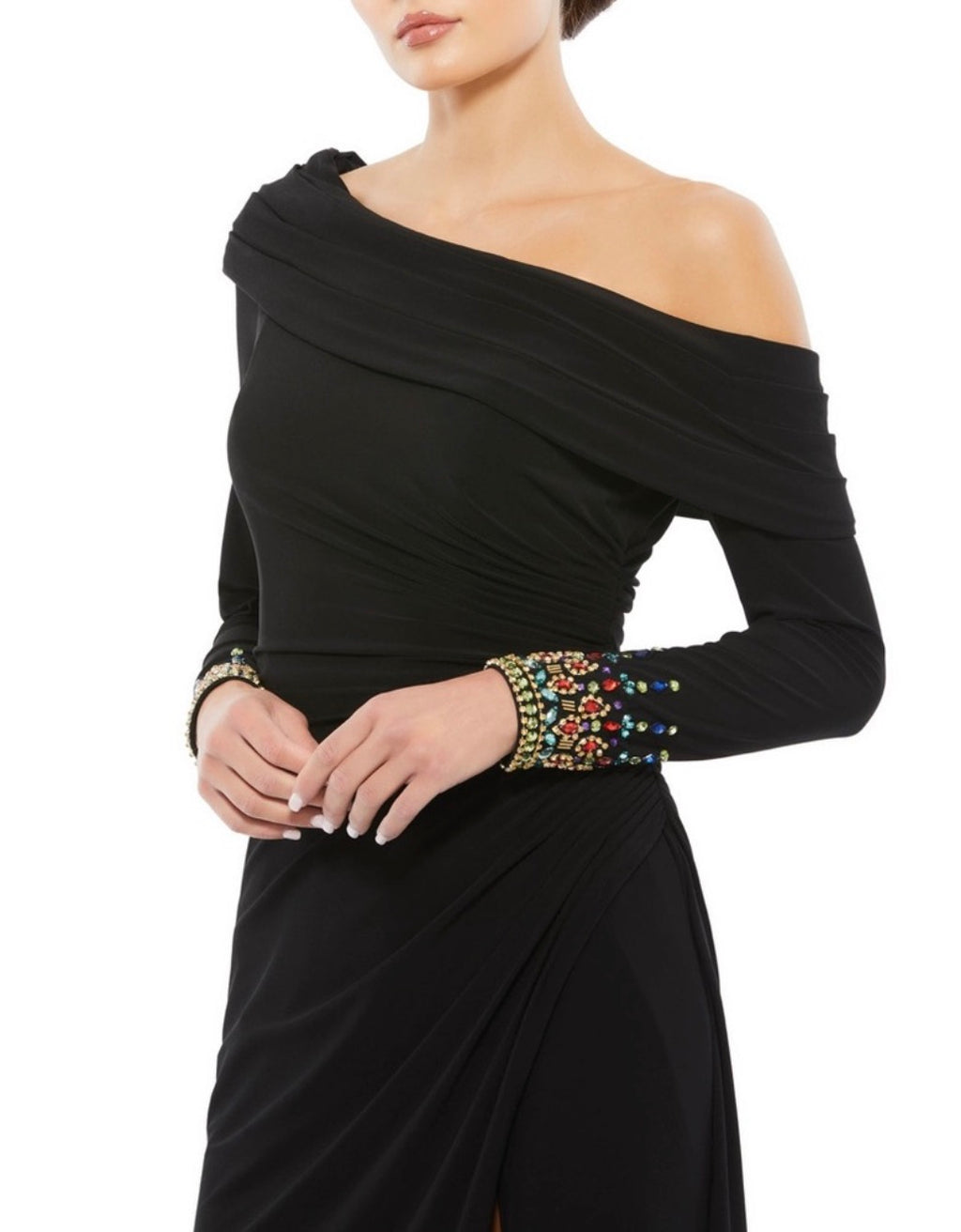 Mac Duggal 12527
Bead Cuff Drop Shoulder Gown
Black Sz 8 $398