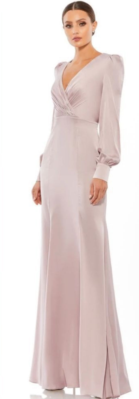 Mac Duggal SATIN RUCHED BISHOP SLEEVE
GOWN Rose Pink (55635) Sz 16 $398
