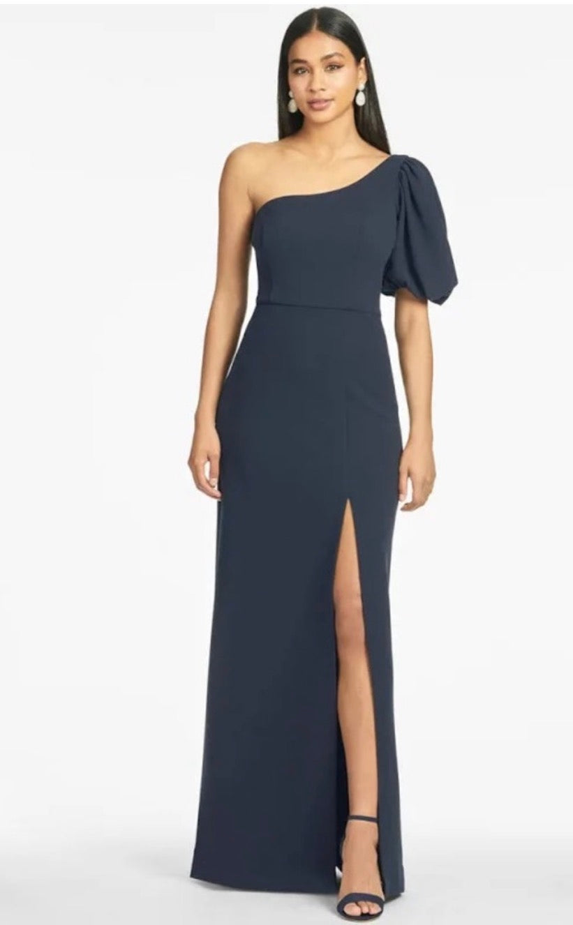 Sachin & Babi Nadia One-Shoulder Navy Gown NWT Size 6 $285