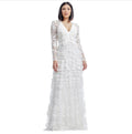 Dress the Population Angelina White 3D Floral Pearl Gown XS