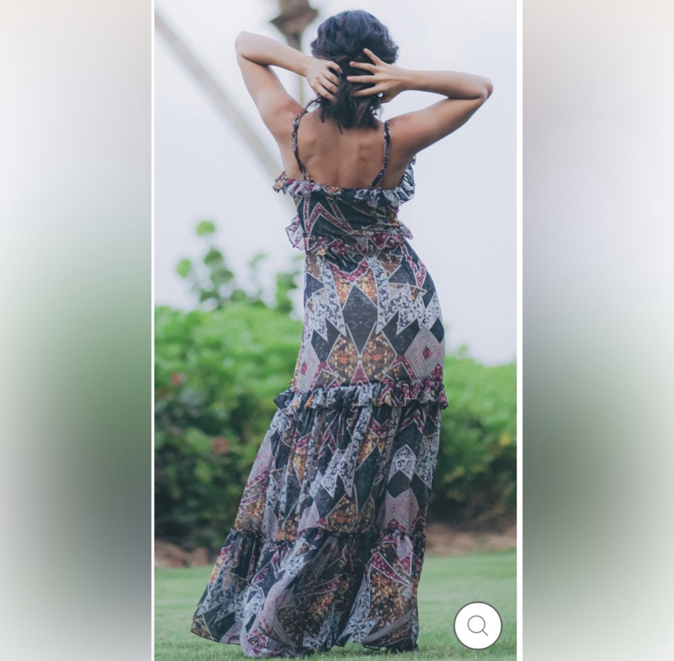 Sukiso Angelina Ruffle Maxi
Dress in Pink Deco $385