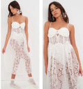 For Love & Lemons Romi Midi Dress in White Sz XS $329