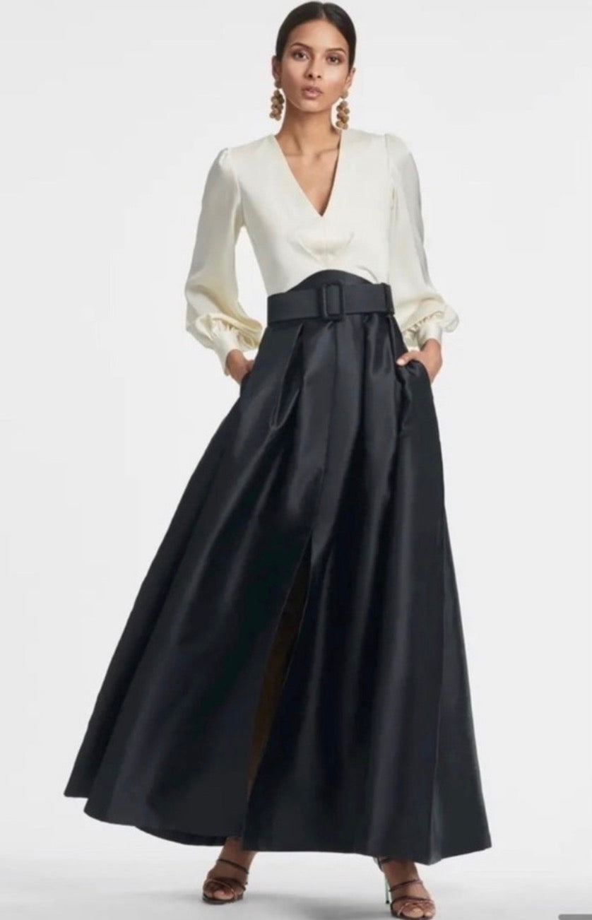 Sachin & Babi Zoe Gown Ivory Black Mikado Ball Skirt Sz 14 $895