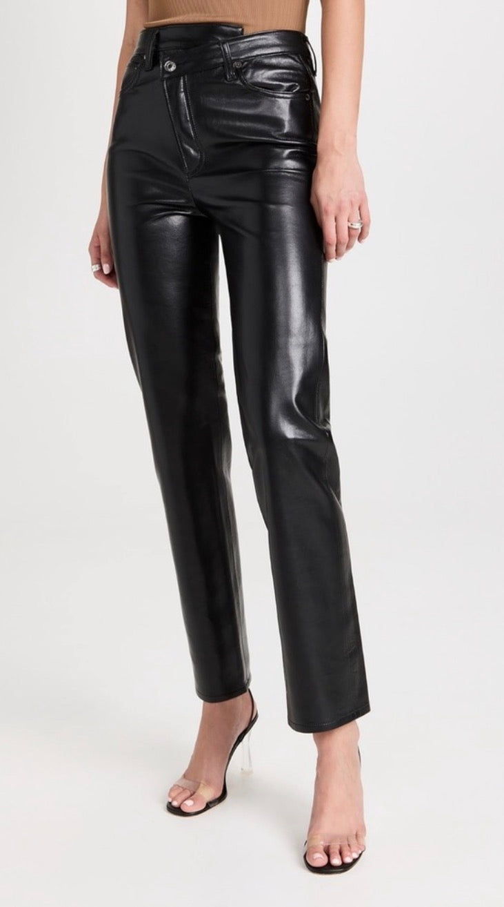 AGOLDE Black Leather Crisscross Straight Pants Sz 26