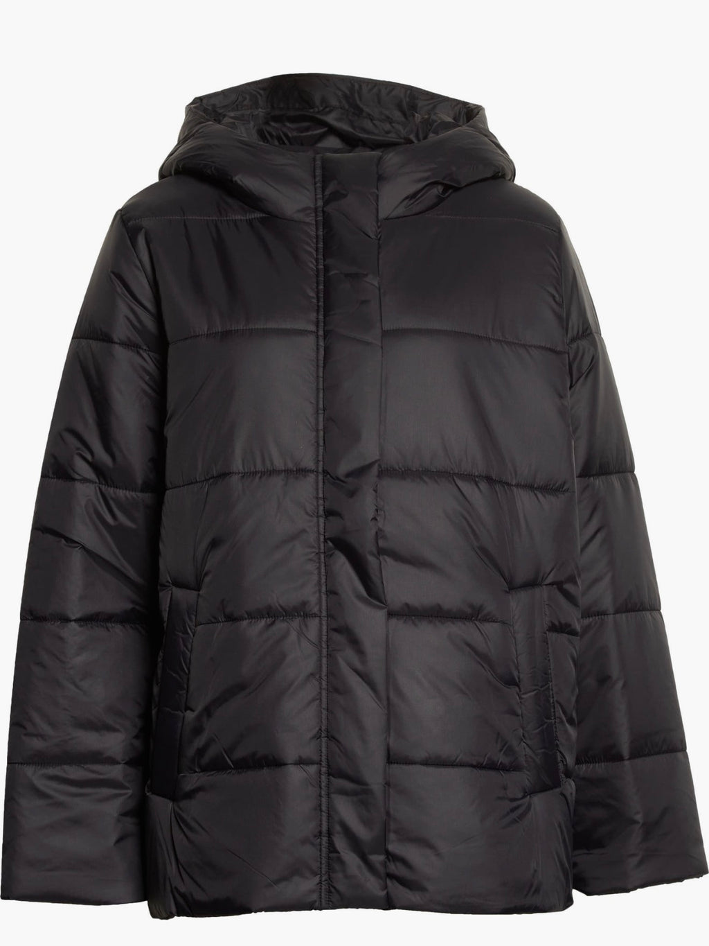 Eileen Fisher Hooded Puffer Jacket Black Size XS