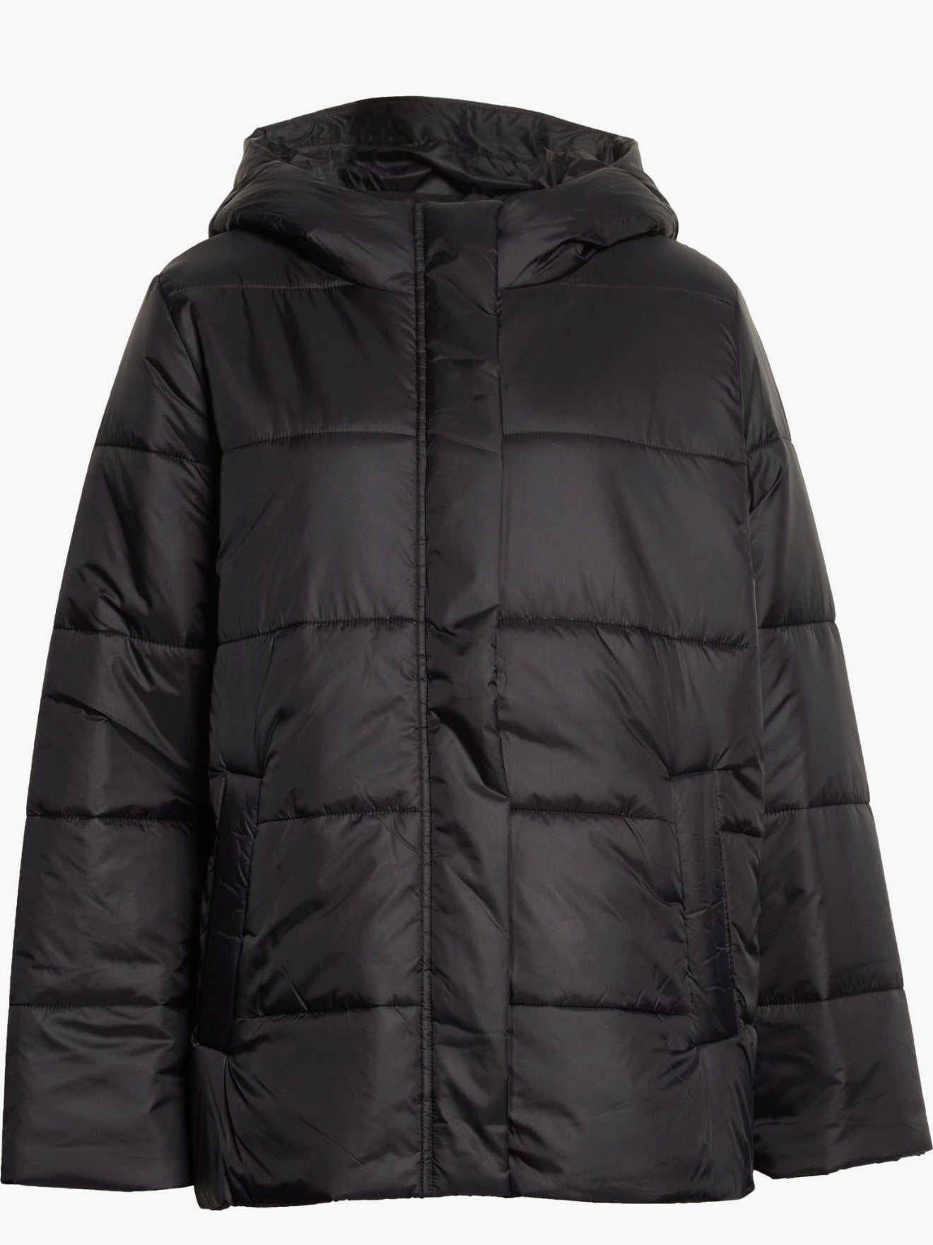 Eileen Fisher Hooded Puffer Jacket Black Size XS