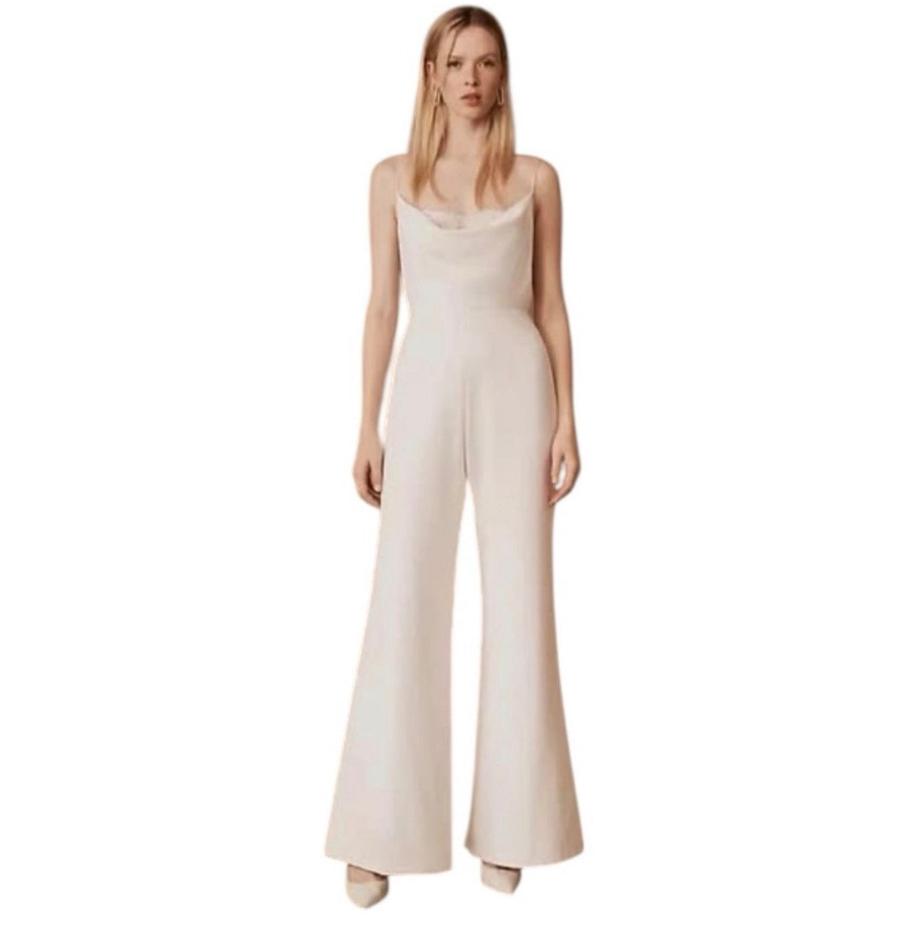 BHLDN × Sachin & Babi Carrie Bridal Jumpsuit - Size 0 Cream Satin Wedding Jumpsuit $795