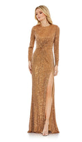 Ieena for Mac Duggal 42013 Sequin Twist Gown in Antique Gold Sz 6 $458