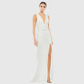 MAC DUGGAL V-NECK SEQUIN WRAP WAIST GOWN WHITE
26598
