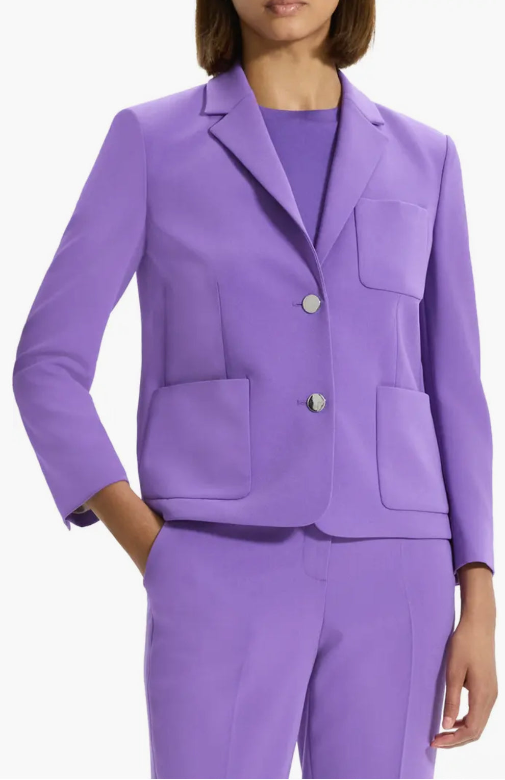 Theory Shrunken Single Breasted Blazer Bright Peony Admiral Crepe Sz 0 $445