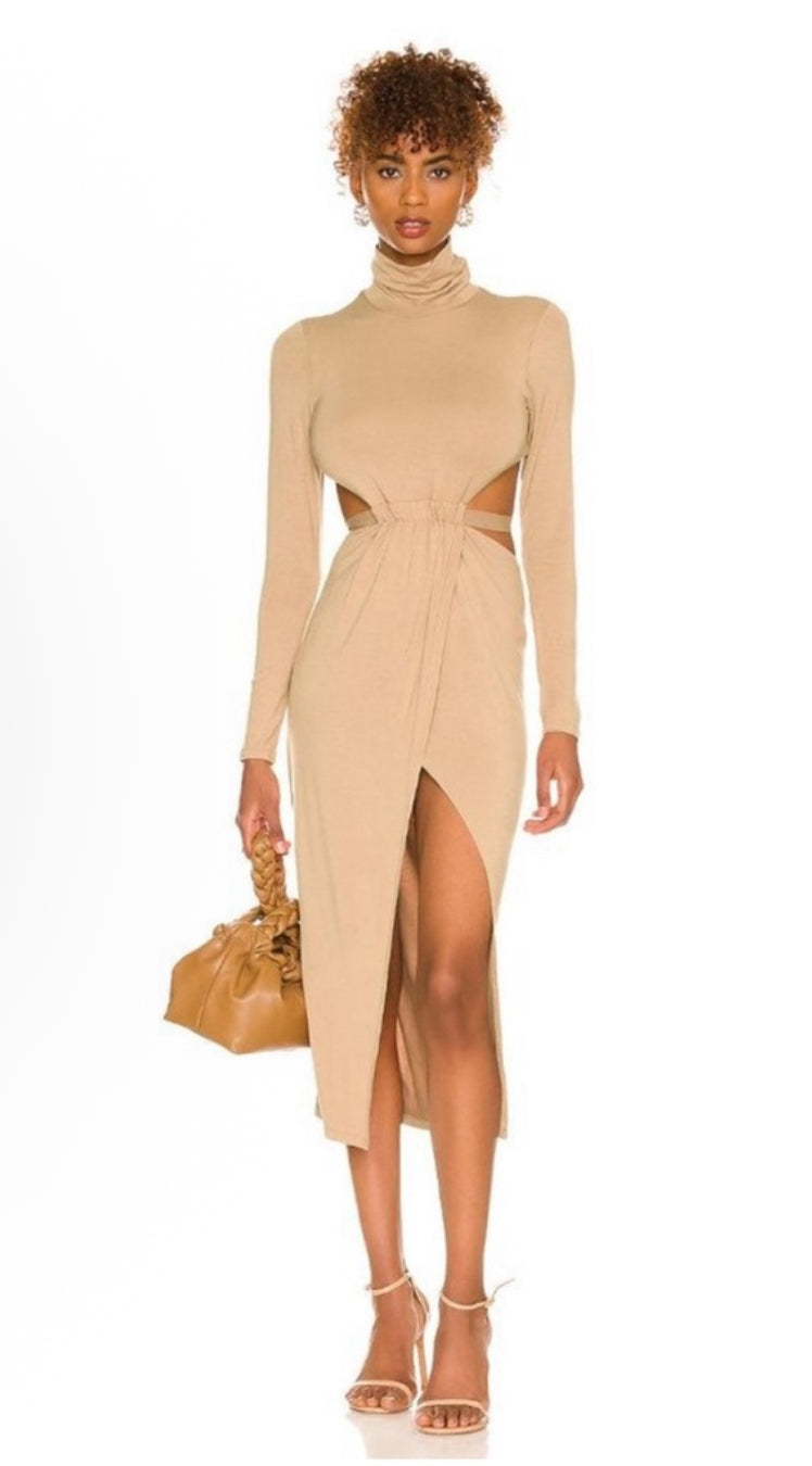 H:OURS Cia Midi Dress in Camel Sz XS $238