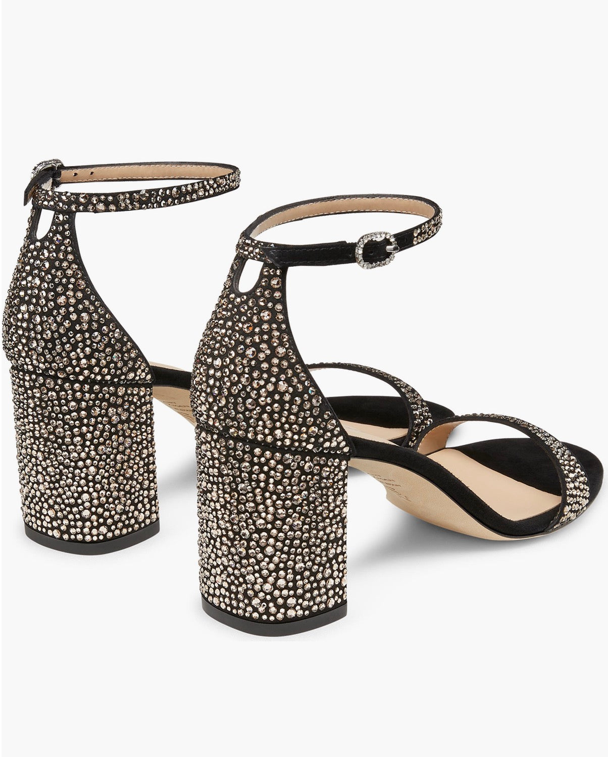 Stuart Weitzman
Nudist Shine Block 75
Sandal Jet Hematite/ Black Sz 10 $795