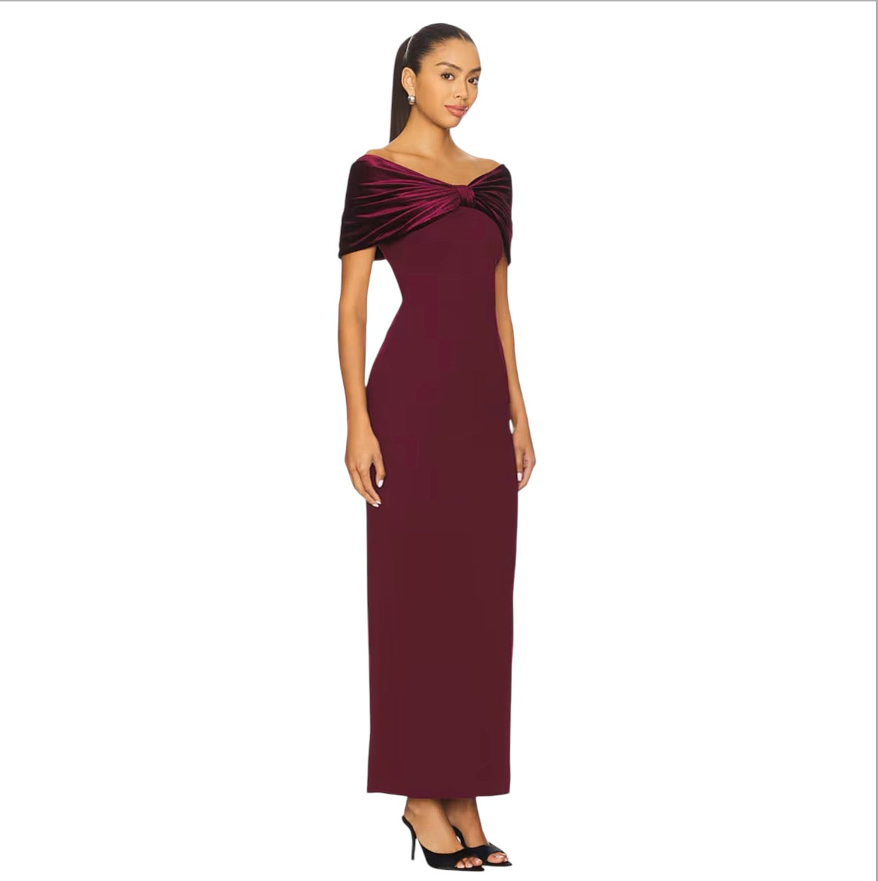 Sonya Moda Belluno Off-Shoulder Maxi Dress Redwood Size Large