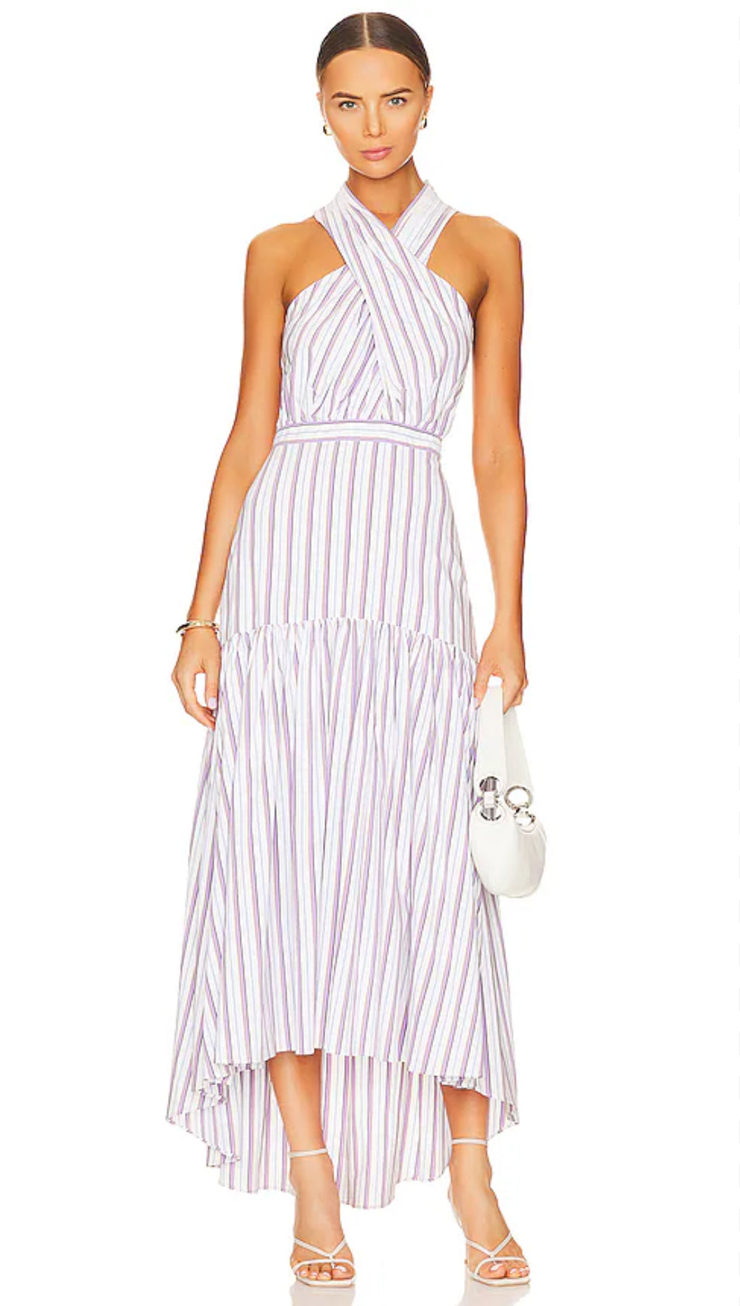 VERONICA BEARD
Radley Striped Poplin Midi Dress White Multi Sz 10 $598