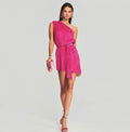 Retrofête Ella One-Shoulder Sequin Mini Dress Hot Pink Size Large
