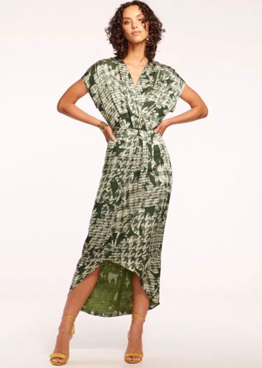 Ramy Brook Oakley Dress in Dark Sage Combo Sz 2 $585
