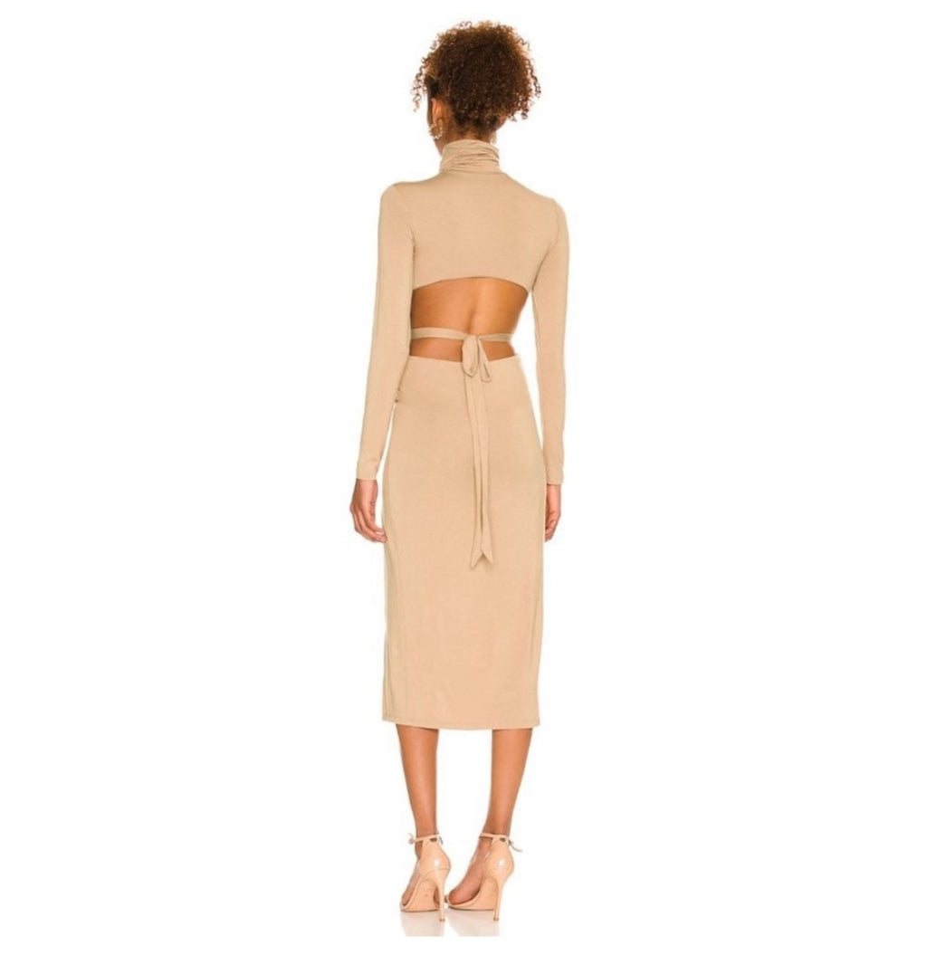 H:OURS Cia Midi Dress in Camel Sz XS $238
