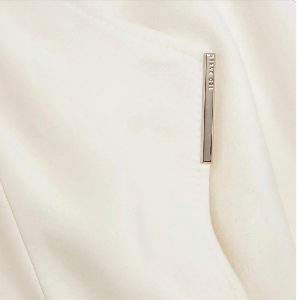 TED BAKER Rosell Ivory Wool Cashmere Belted Wrap Coat Size 3 US 8