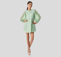 Alice +Olivia Antonette Crew Neck Mini Dress Color: Sea-foam Sz XS $465