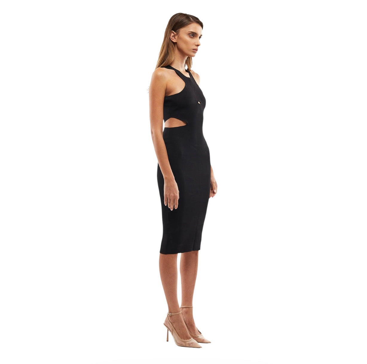 MOTHER OF ALL Devon Knit Cutout Midi Dress Black