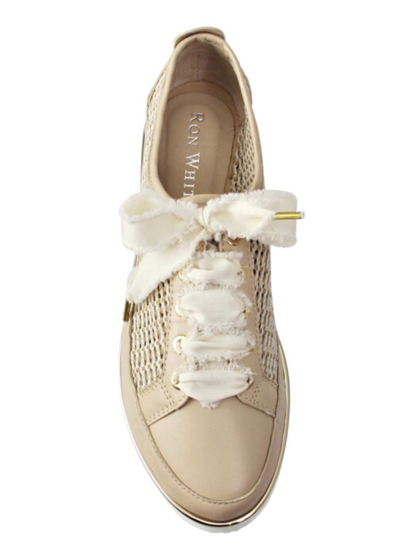 Ron White Novalee Raffia Wedge Sneaker Nude Leather EU 37 US 6.5