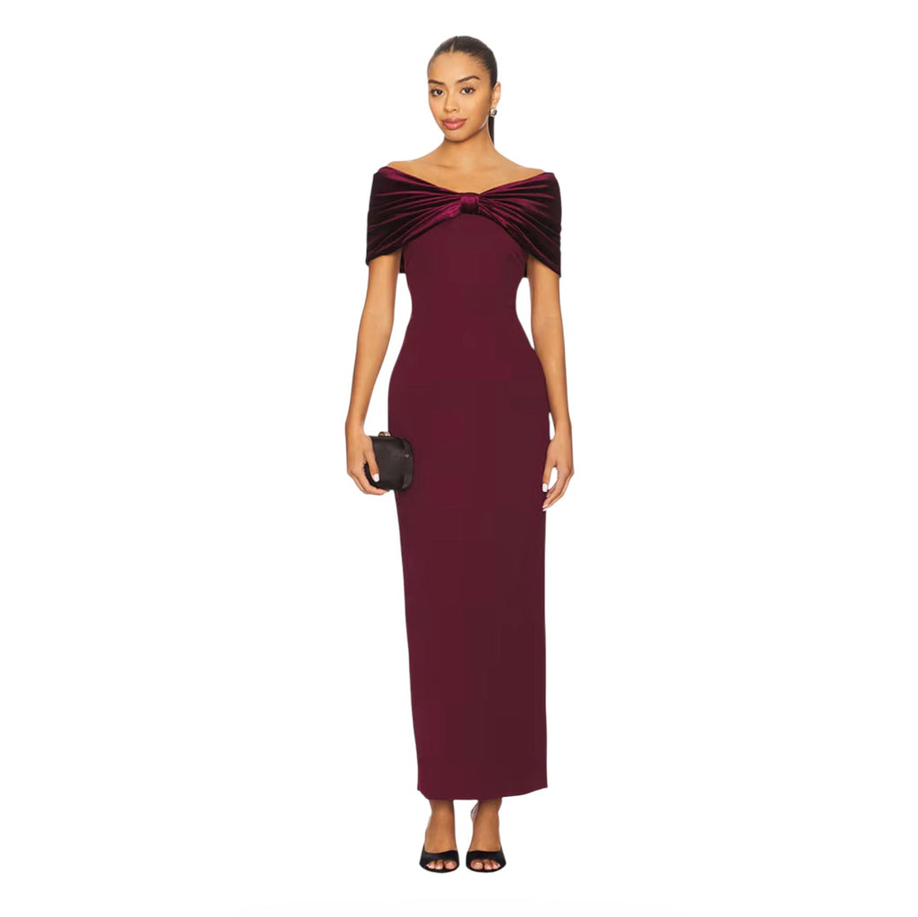 Sonya Moda Belluno Off-Shoulder Maxi Dress Redwood Size Large