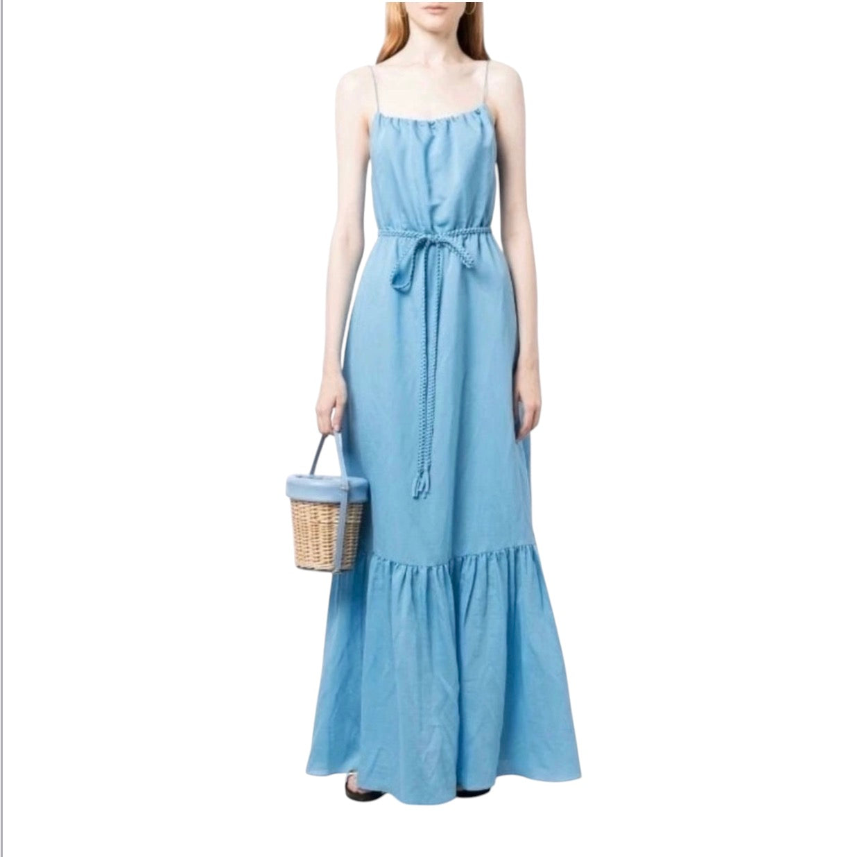 Alice + Olivia Jayda ruffled Lyocell-blend voile maxi dress Blue Sz 2