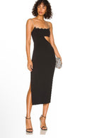 Lovers + Friends CHARLOTTE MIDI DRESS in Black Rhinestone Detail
Sz Small $198