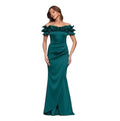 Xscape Hunter Green Off-Shoulder Ruffle Mermaid Formal Gown Size 14