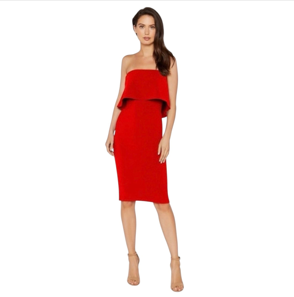 LIKELY Strapless Ruffle Driggs Dress in Scarlet Red Sz 8