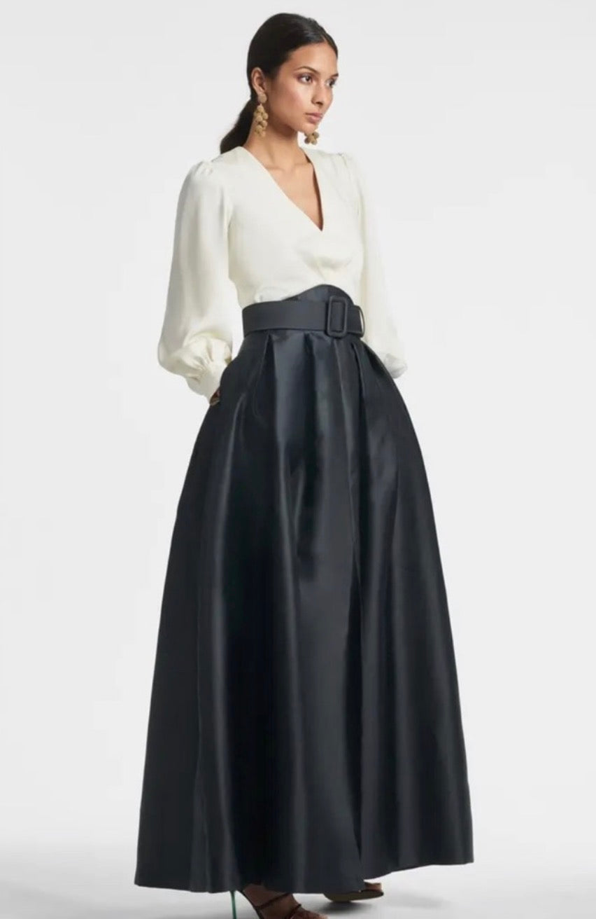 Sachin & Babi Zoe Gown Ivory Black Mikado Ball Skirt Sz 6 $895