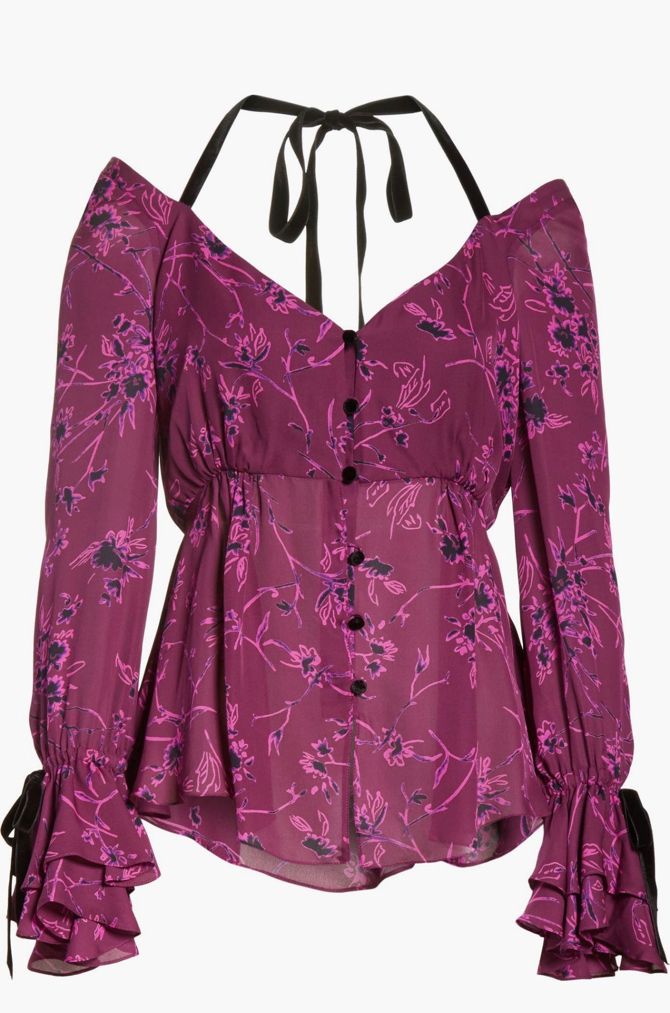 Cinq à Sept
Mabel Floral Print Silk Top Raspberry Multi $375