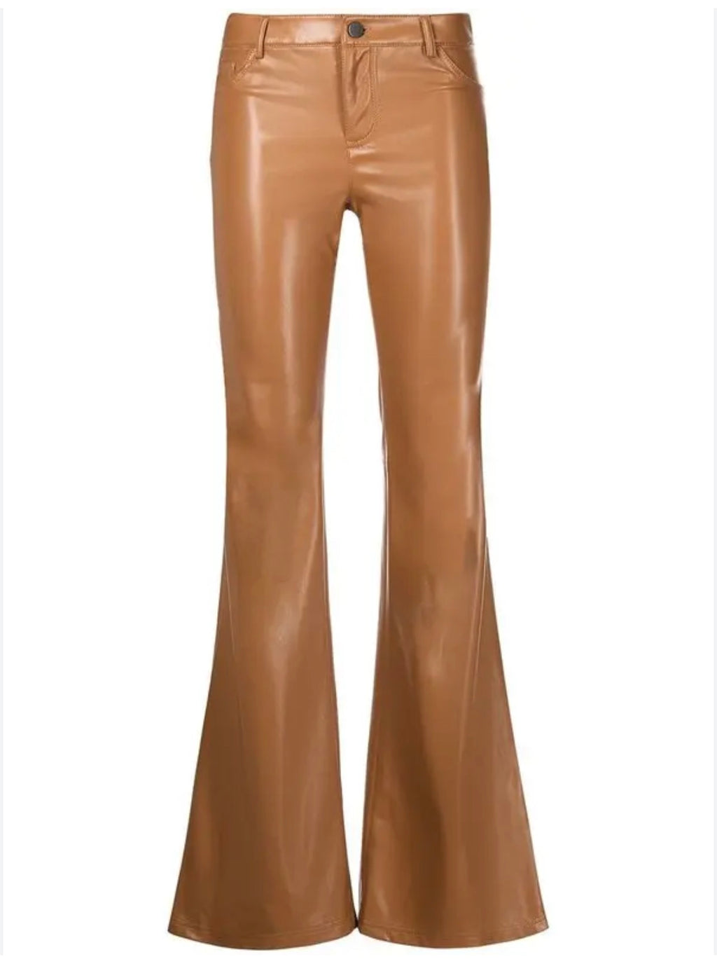 Alice & Olivia Marshall Vegan Leather Crop Bell Pant in Camel Sz 0 $395