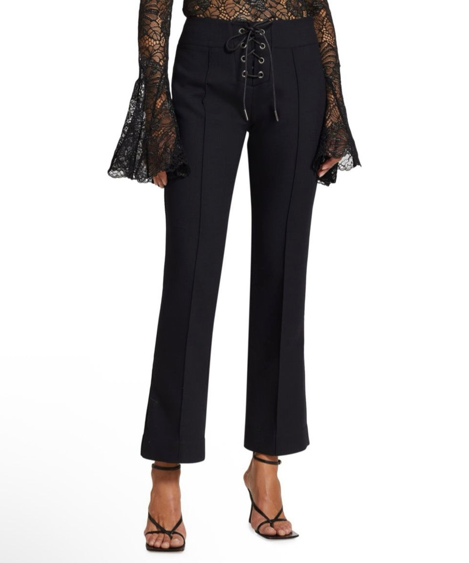 FRAME
Lace-up crepe kick-flare pants Black Sz 6 $398