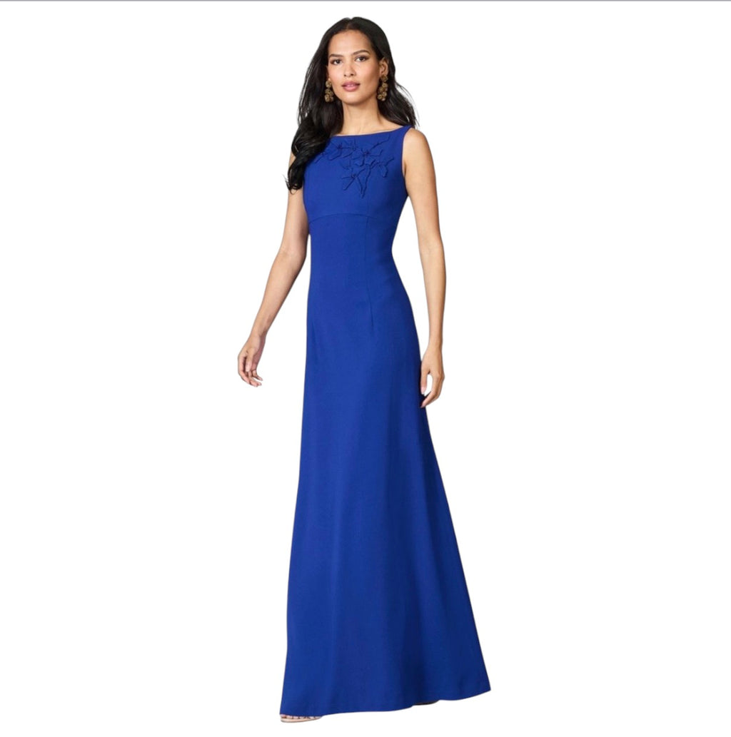 Sachin & Babi Tracey Royal Blue Appliqué Full Length Gown Sz 0