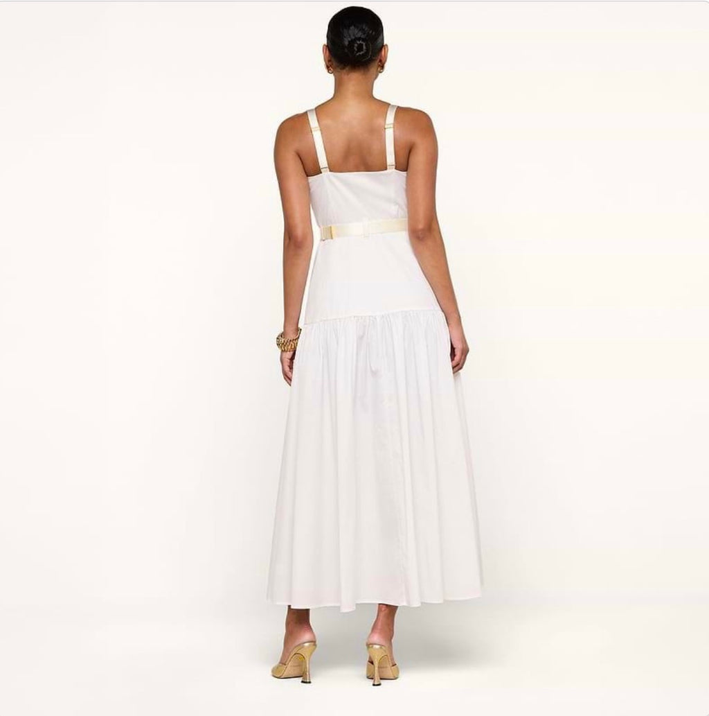 L’AGENCE Rima White Belted Zip Maxi Dress Size 00