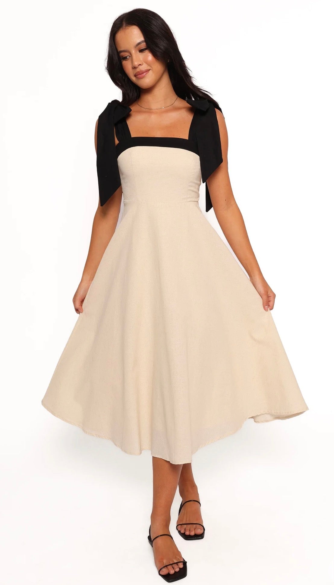 Petal & Pup Olinda Midi Dress Oatmeal Black Size Small NWT