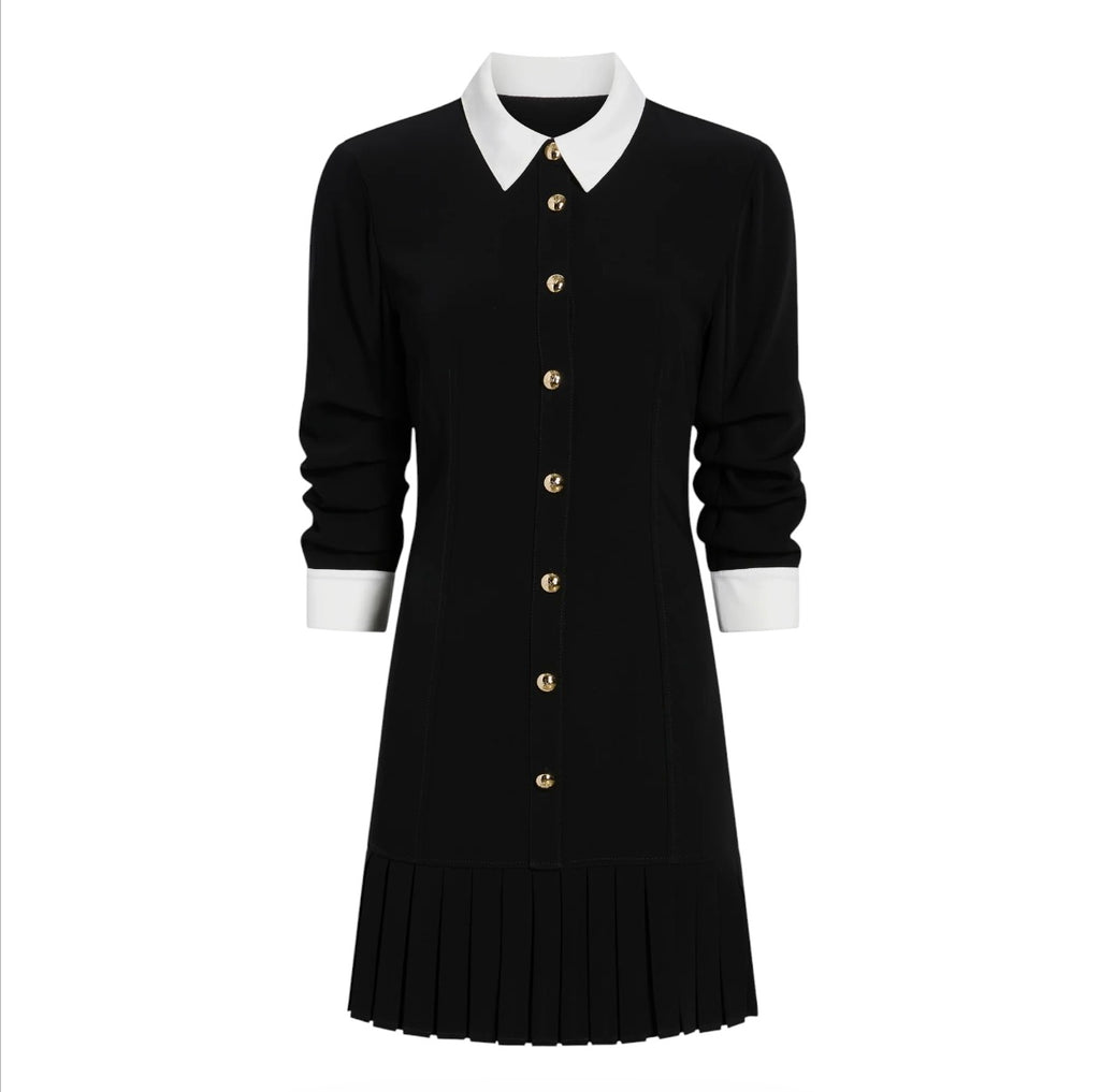CINQ À SEPT Drapey Crepe Lucilla Dress Black/Ivory Size 4