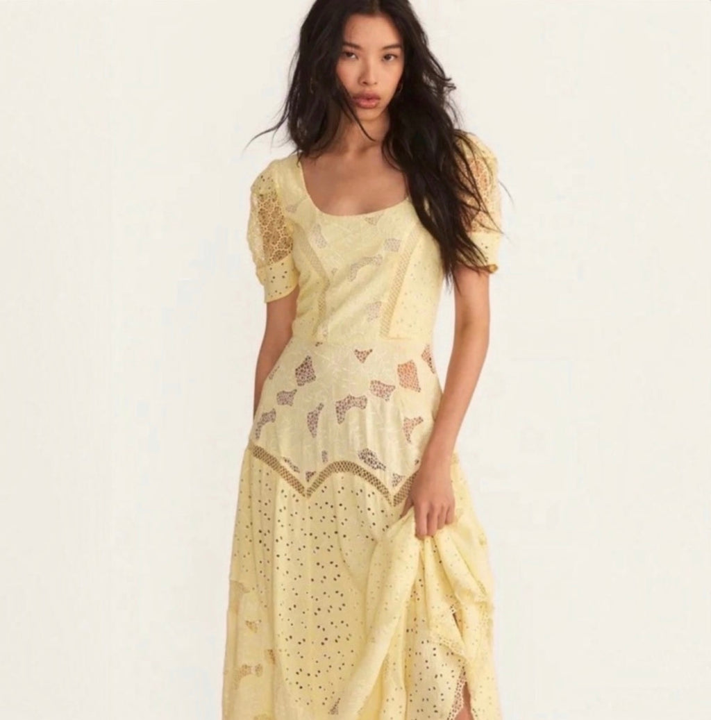 LoveShackFancy Nella Eyelet
Patchwork Maxi Dress Sz 2