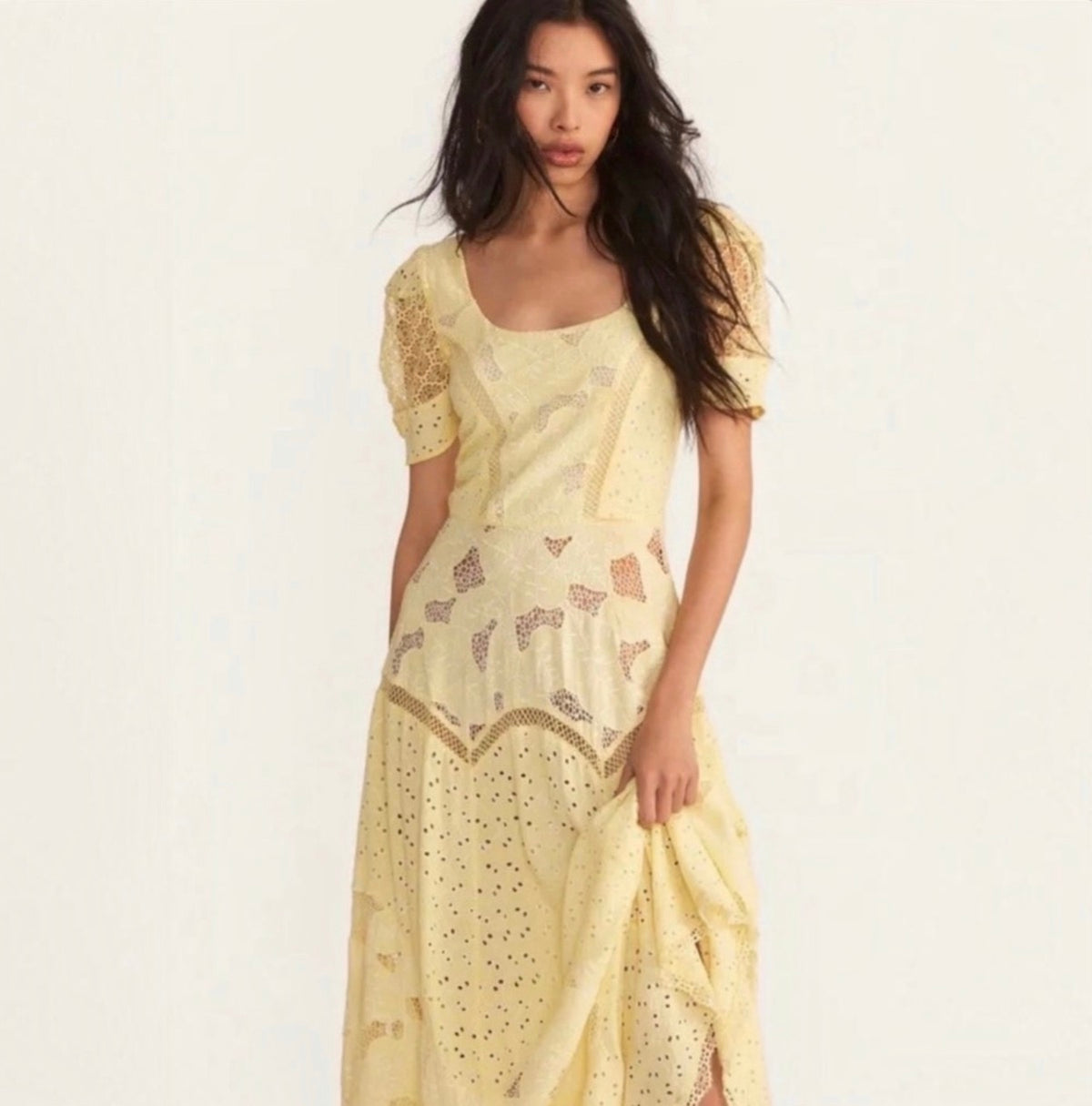 LoveShackFancy Nella Eyelet
Patchwork Maxi Dress Sz 2