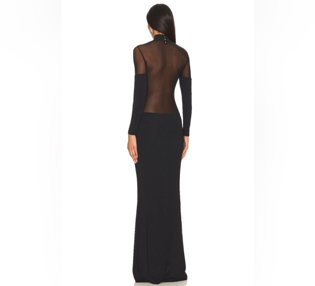 Ser.o.ya Kaya Mesh Cut Out Maxi Dress Black Sz Large $328